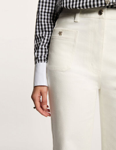 Jean large 7/8 blanc femme
