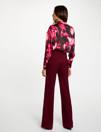 Chemise satin&eacute;e col &agrave; revers multicolore femme