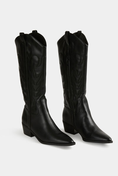 Bottes western zippées noir femme