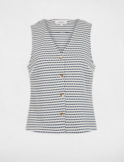 Veston sans manches imprimé bleu marine femme
