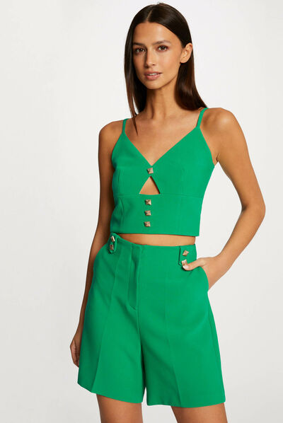 Blouse bretelles fines avec boutons vert femme