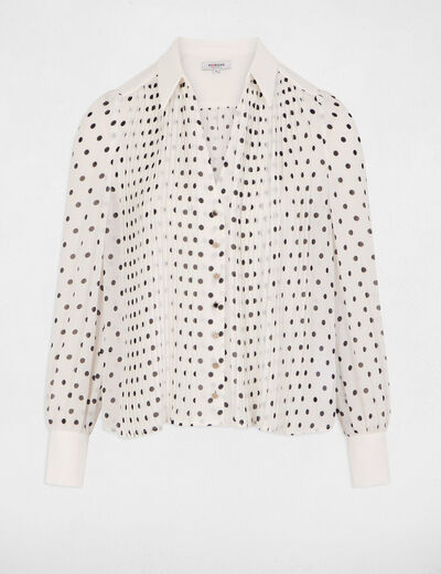 Chemise manches longues à pois blanc femme