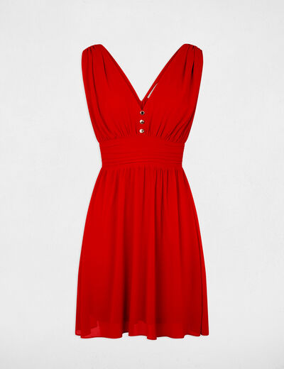 Robe courte &eacute;vas&eacute;e fluide rouge femme