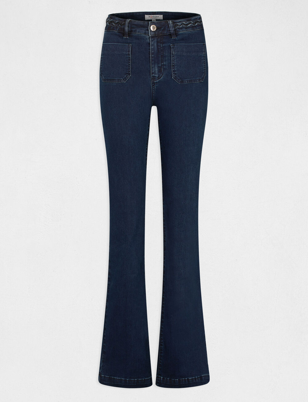 Jeans bootcut avec d&eacute;tails tress&eacute;s jean brut femme