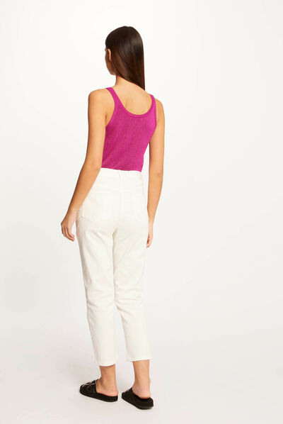 Débardeur pull avec bretelles framboise femme