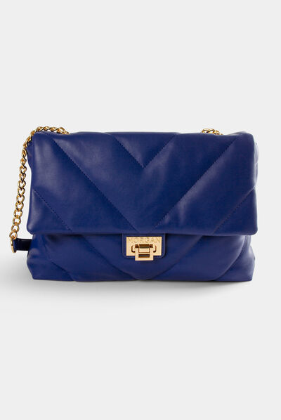 Sac rectangulaire matelassé bleu femme