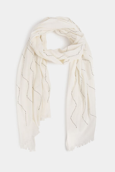 Foulard avec strass ivoire femme