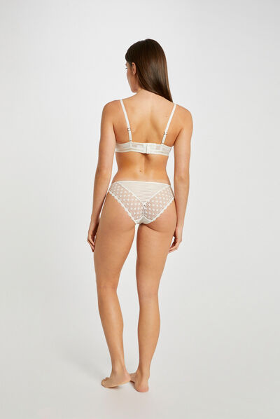 Slip dentelle ivoire femme