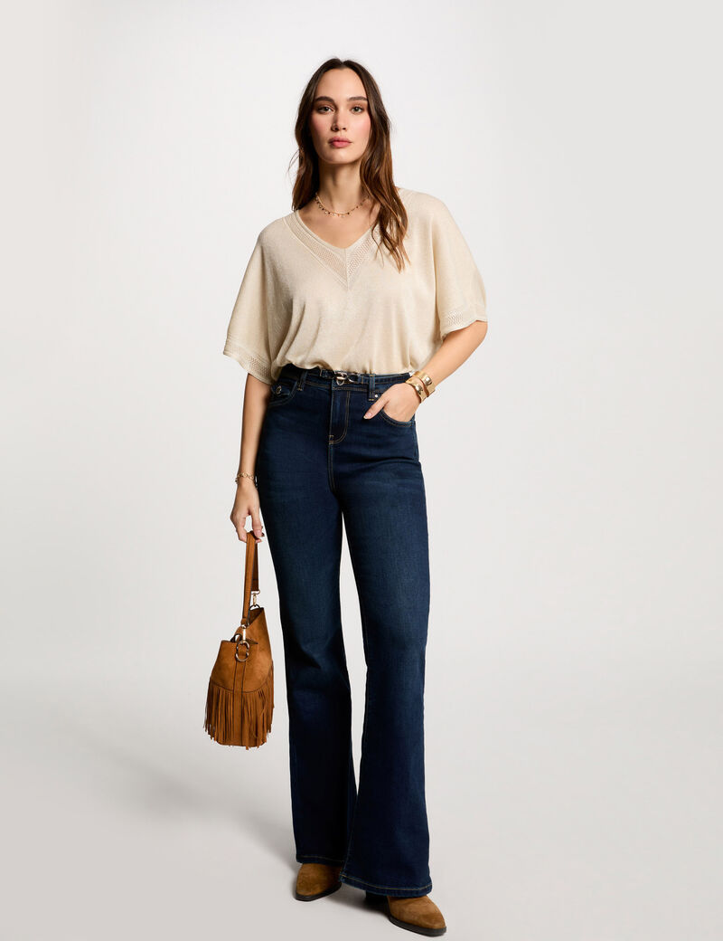 pull col en v manches courtes ivoire femme Pull col en V manches courtes ivoire femme