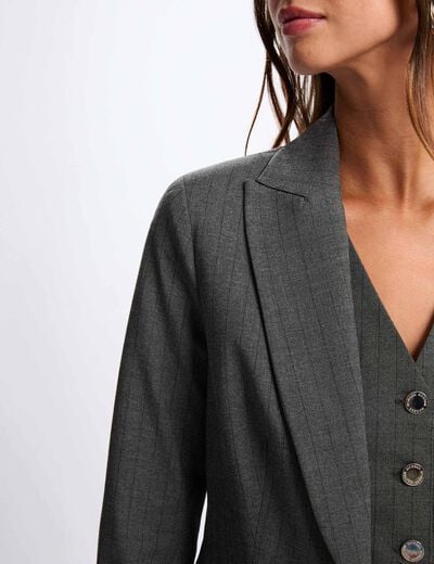 Blazer ajust&eacute; ray&eacute; gris moyen femme
