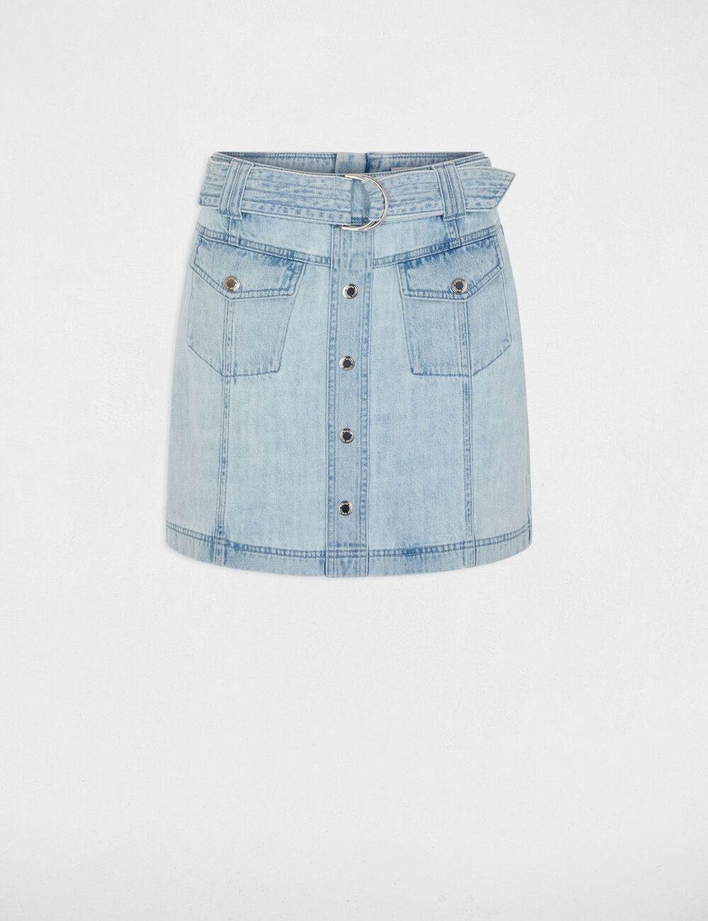 Jupe courte en jean denim bleach femme