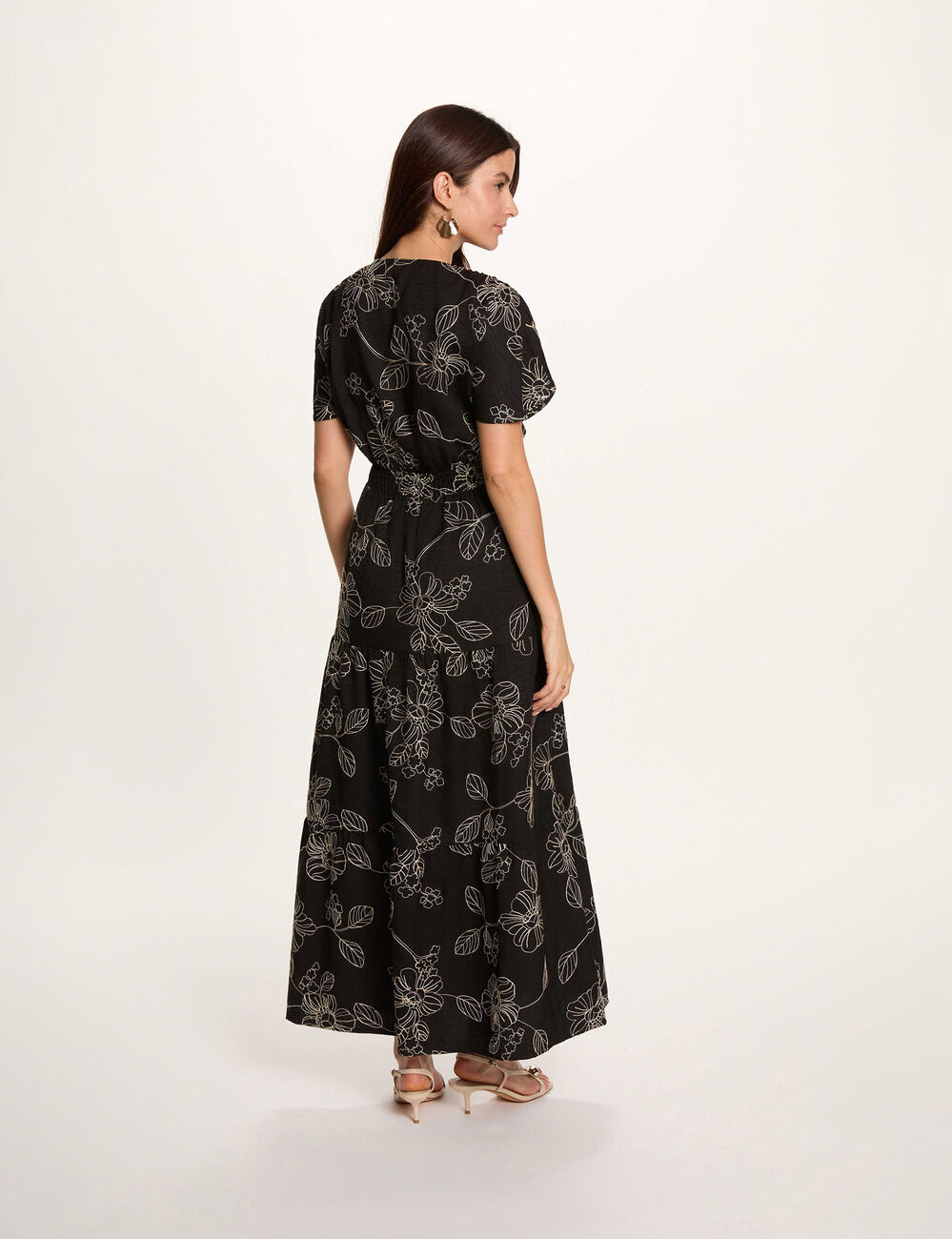 Robe longue broderie multicolore femme