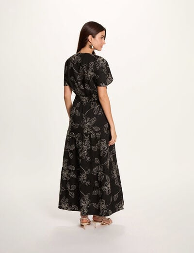 Robe longue broderie multicolore femme