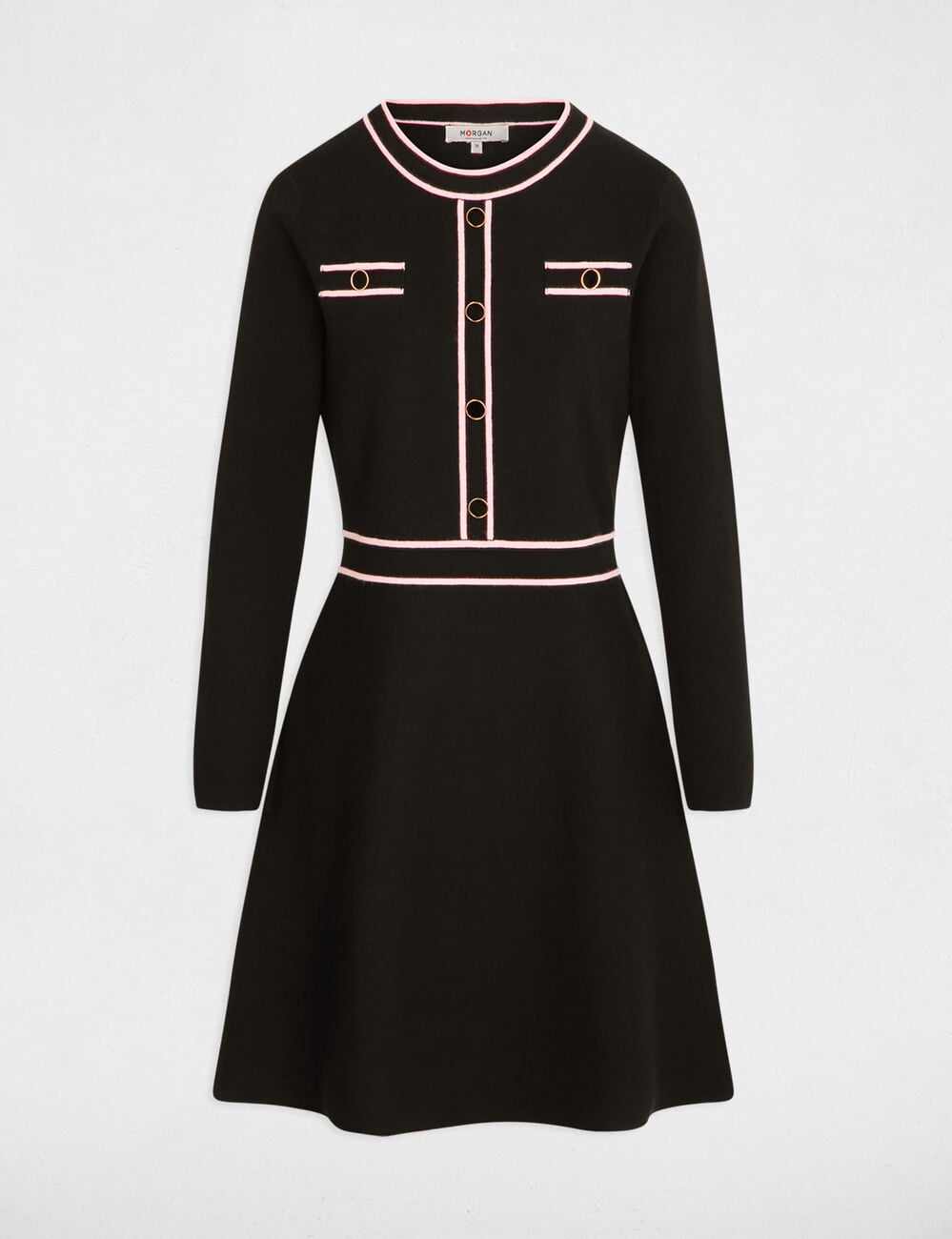 Robe tricot courte ajust&eacute;e noir femme