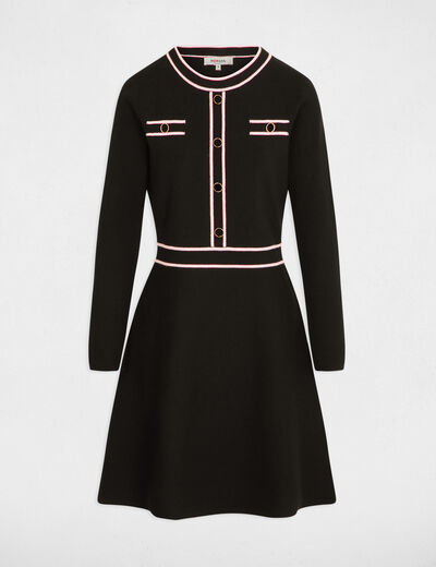 Robe tricot courte ajust&eacute;e noir femme