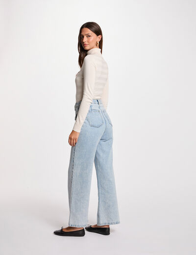 Pull col roul&eacute; ivoire femme