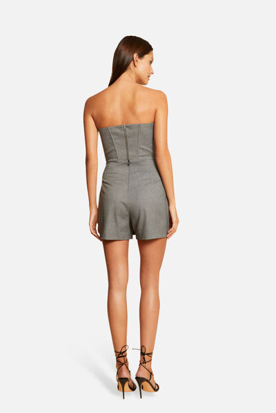 Jupe-short droite à carreaux gris moyen femme