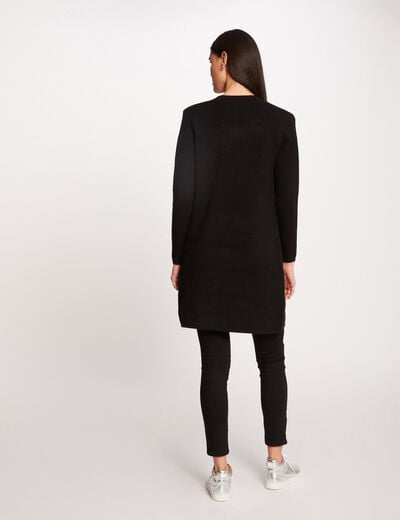 Gilet droit &agrave; col crant&eacute; gris fonc&eacute; femme