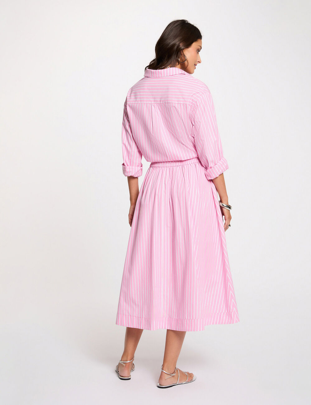 Jupe longue &eacute;vas&eacute;e rose femme