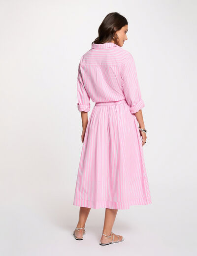 Jupe longue &eacute;vas&eacute;e rose femme