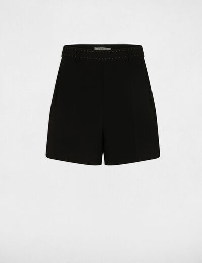 Short taille haute clout&eacute; noir femme