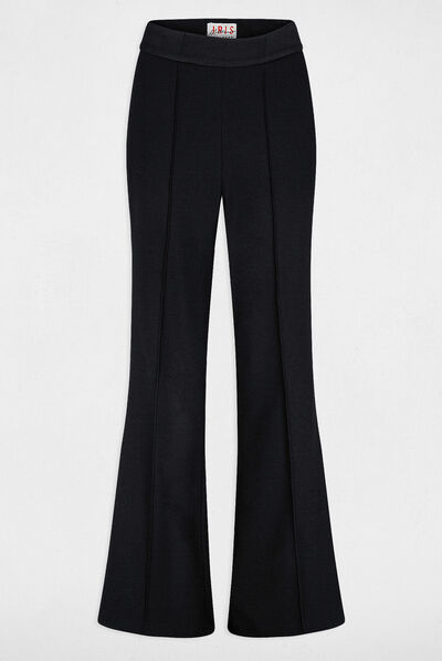 Pantalon smoking flare avec pinces noir femme