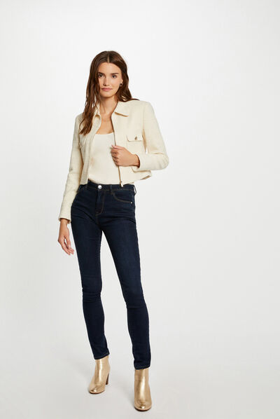 Veste ajustée zippée ivoire femme