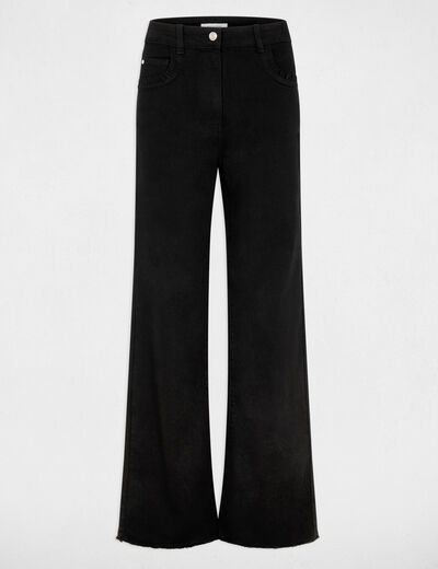 Jean large taille haute noir femme