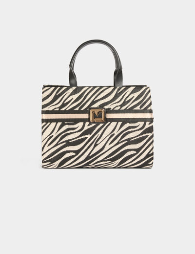 Sac cabas imprimé léopard ivoire femme