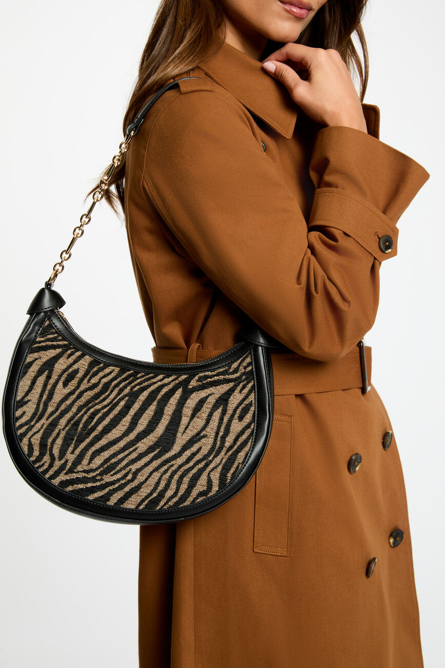 Sac demi-lune z&eacute;br&eacute; noir femme