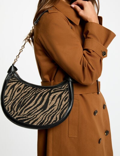 Sac demi-lune z&eacute;br&eacute; noir femme
