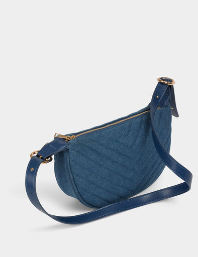 sac demi lune matelasse denim stone femme Sac demi-lune matelassé denim stone femme