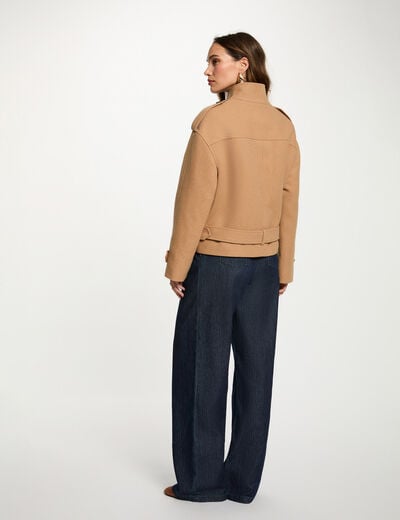 Manteau court oversize beige femme
