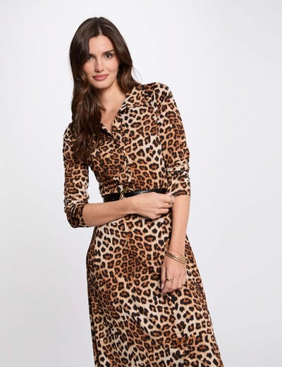 Robe courte droite imprimée multicolore femme