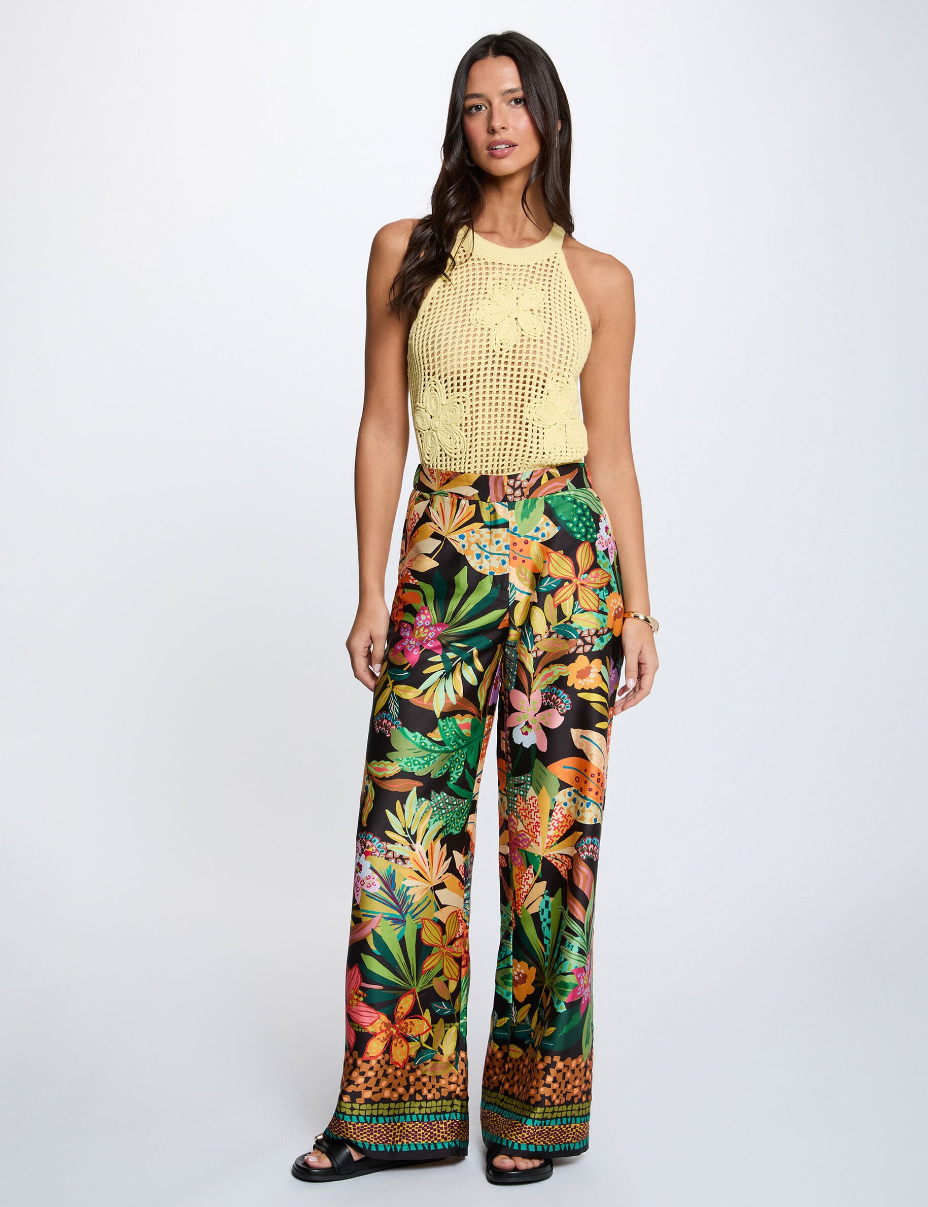 \Pantalon large satiné femme\