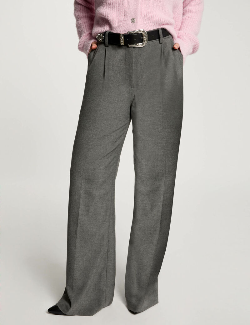 pantalon large a pinces gris clair femme Pantalon large à pinces gris clair femme