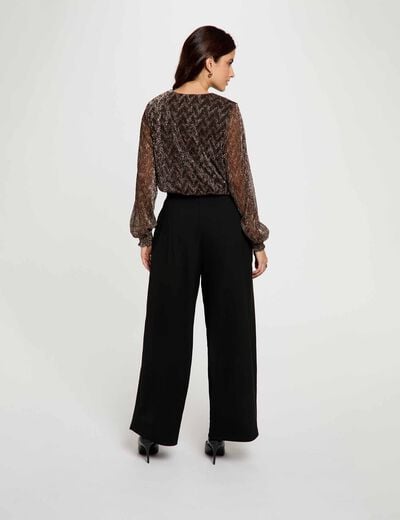T-shirt col v manches longues couleur bronze femme