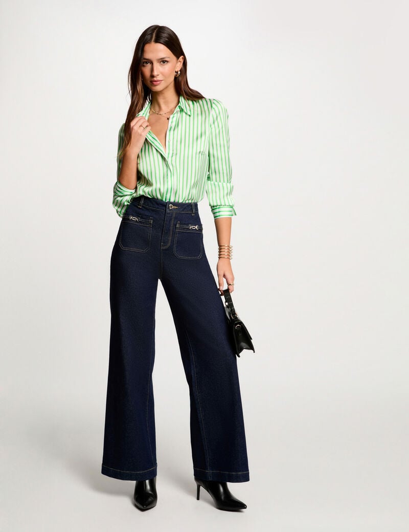 chemise manches longues rayee vert femme Chemise manches longues rayée vert femme