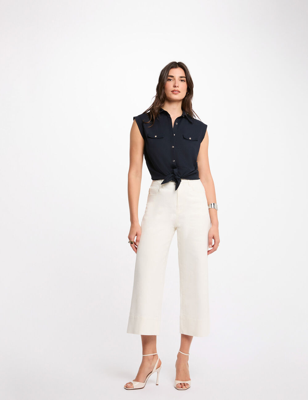 Blouse sans manches bleu marine femme