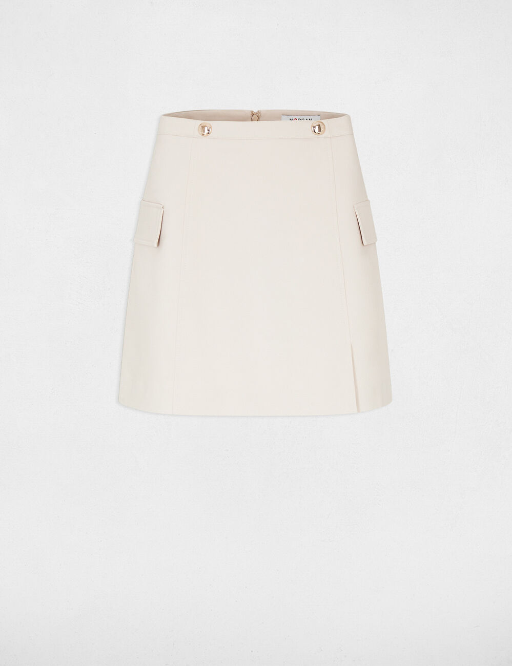 Jupe trapèze avec poches à rabat beige femme