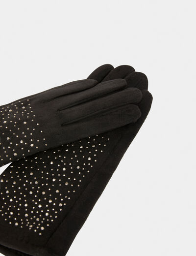 Gants avec strass noir femme