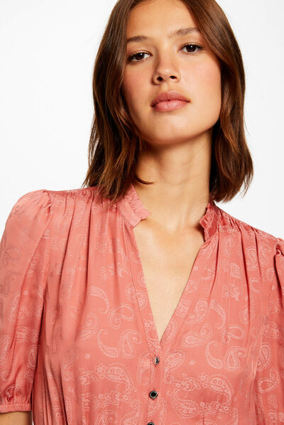 Robe droite imprimé cachemire rouille femme