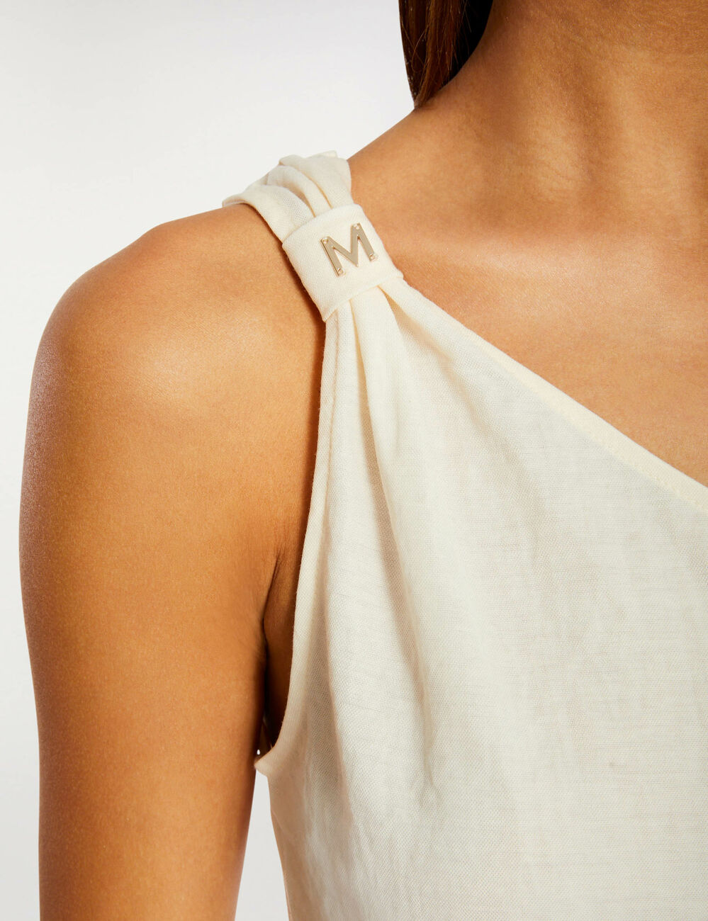 T-shirt &agrave; manches asym&eacute;triques ecru moyen femme
