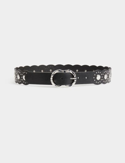 Ceinture avec clous noir femme
