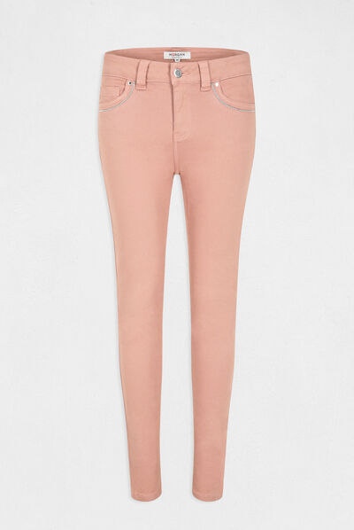Jeans slim effet stretch vieux rose femme