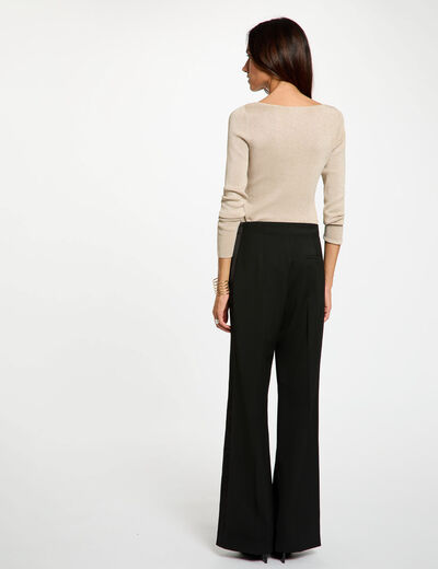 Pull cintr&eacute; col u ecru femme