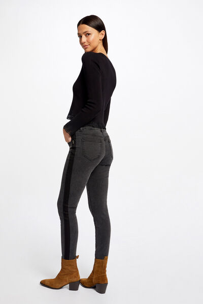Gilet manches longues avec dentelle noir femme