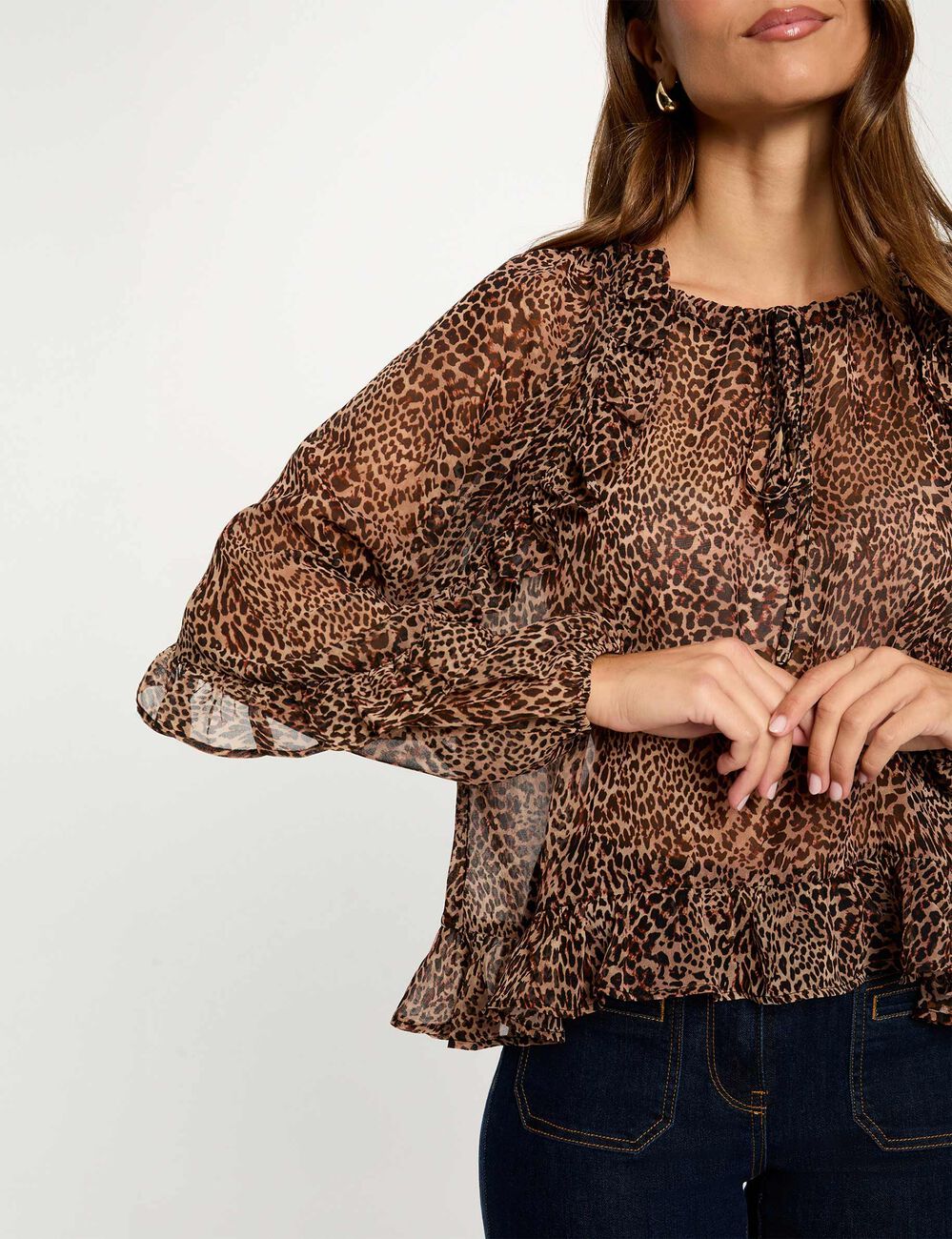 Blouse ajust&eacute;e col v multicolore femme