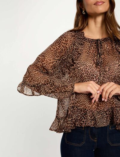 Blouse ajust&eacute;e col v multicolore femme