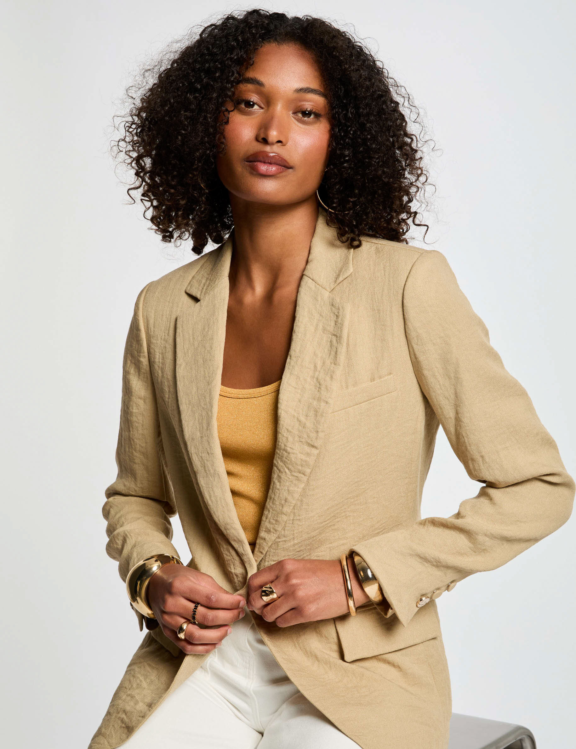 Veste courte fluide beige femme - Morgan - Modalova